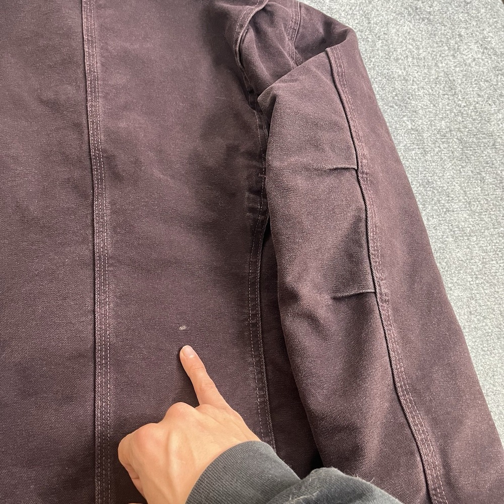 Carhartt WJ141 DWN Deep Wine‎ Duck Canvas Sherpa Hooded Work Jacket Women's M - Picture 15 of 16